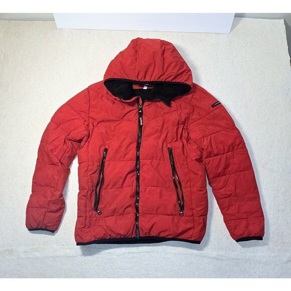 Calvin Klein Red Puffer Jacket w/ Hood–Sorona Aura Insulation, Warm & Breathable - Picture 1 of 6